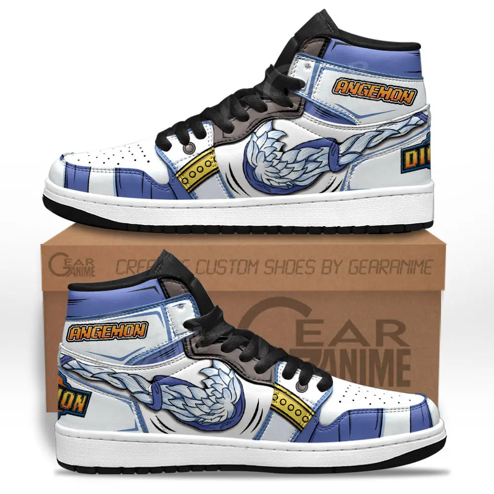 Air JD Hightop Shoes Angemon JD1s Sneakers Custom Digimon Anime Shoes For Fans