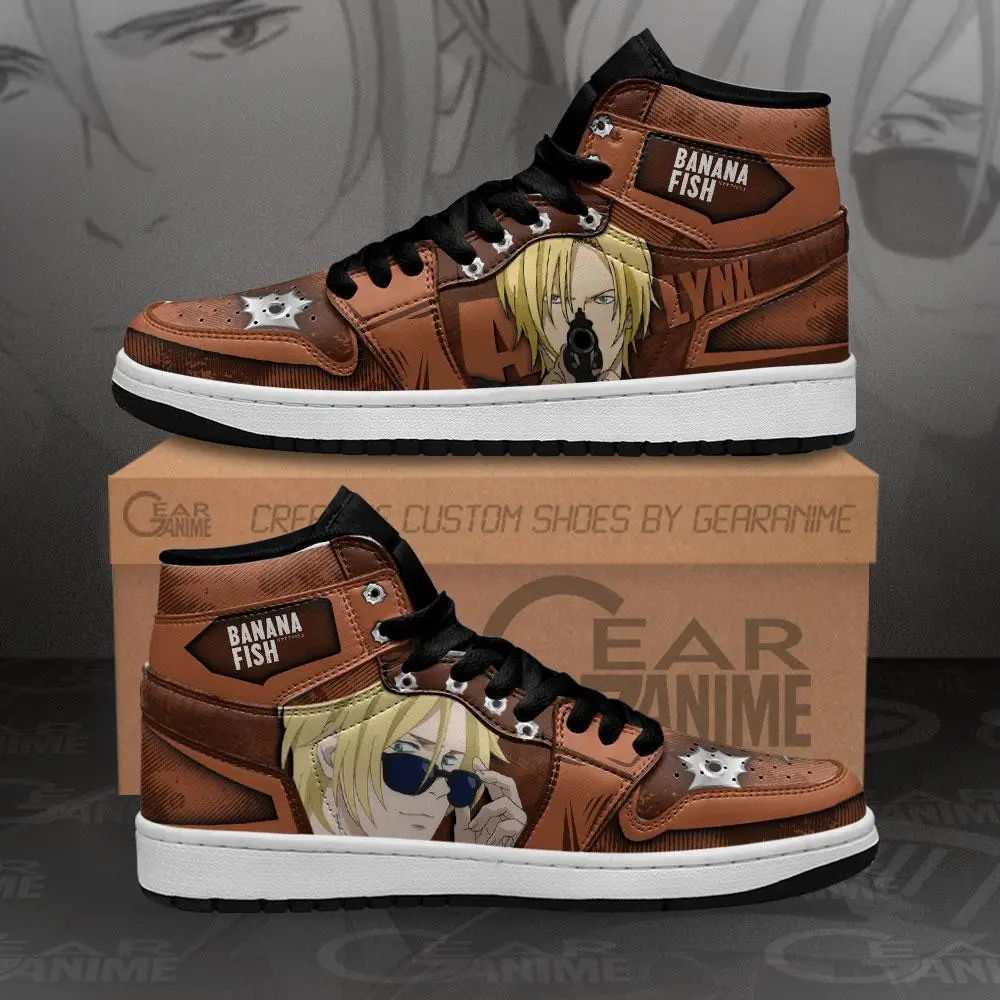 Air JD Hightop Shoes Ash Lynx JD1s Sneakers Custom Anime Banana Fish Shoes