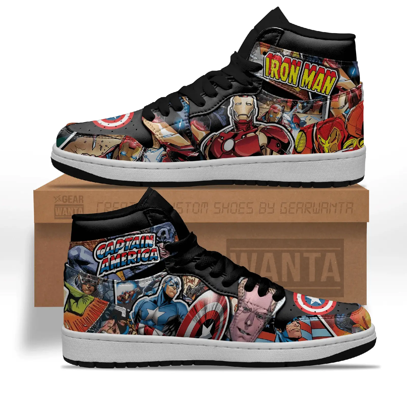 Air JD Hightop Shoes Avenger Ironman x Captain America J1 Shoes Custom