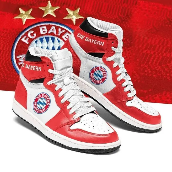Air JD Hightop Shoes Bayern Munich Red White Air Jordan 1 High Sneakers