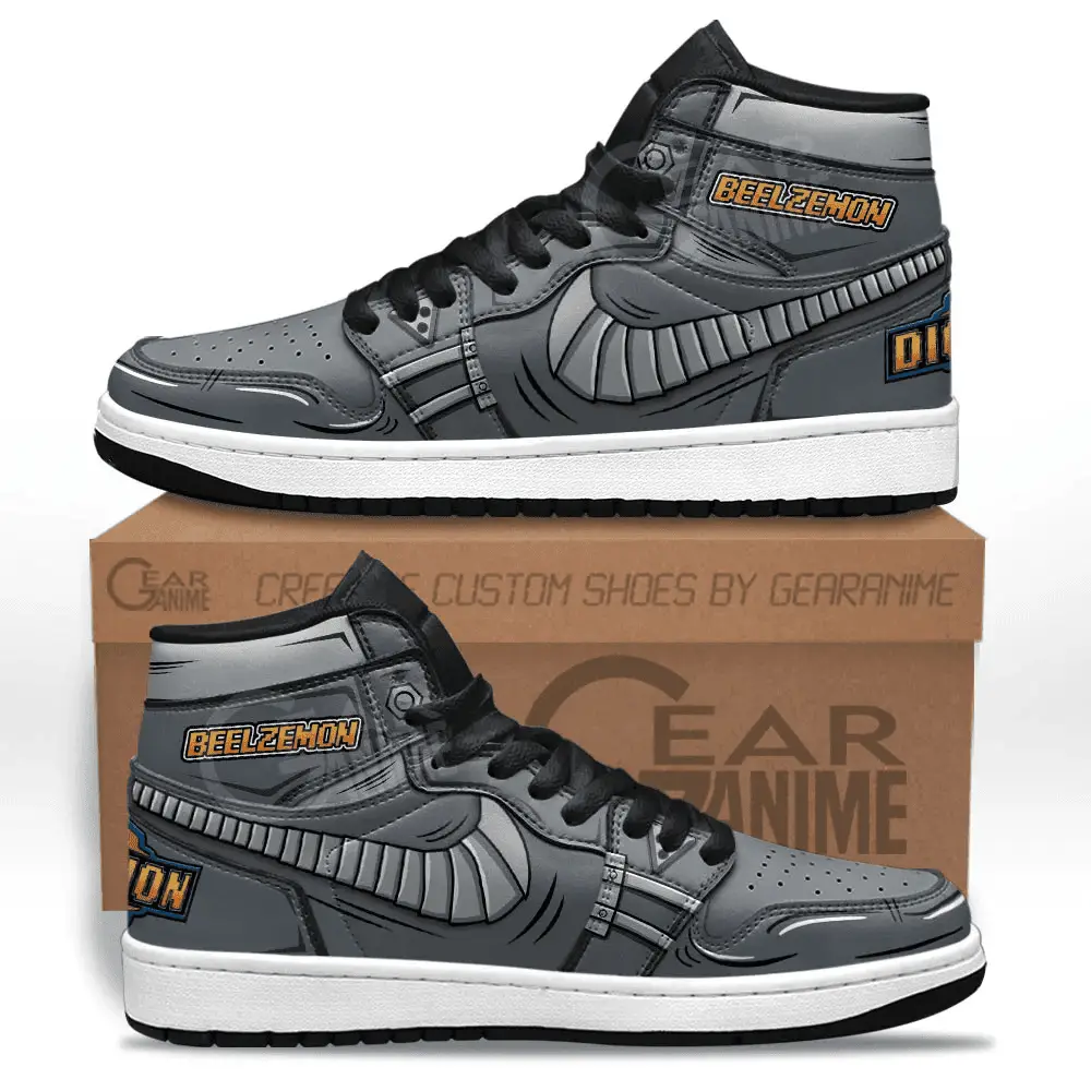 Air JD Hightop Shoes Beelzemon JD1s Sneakers Custom Digimon Anime Shoes For Fans