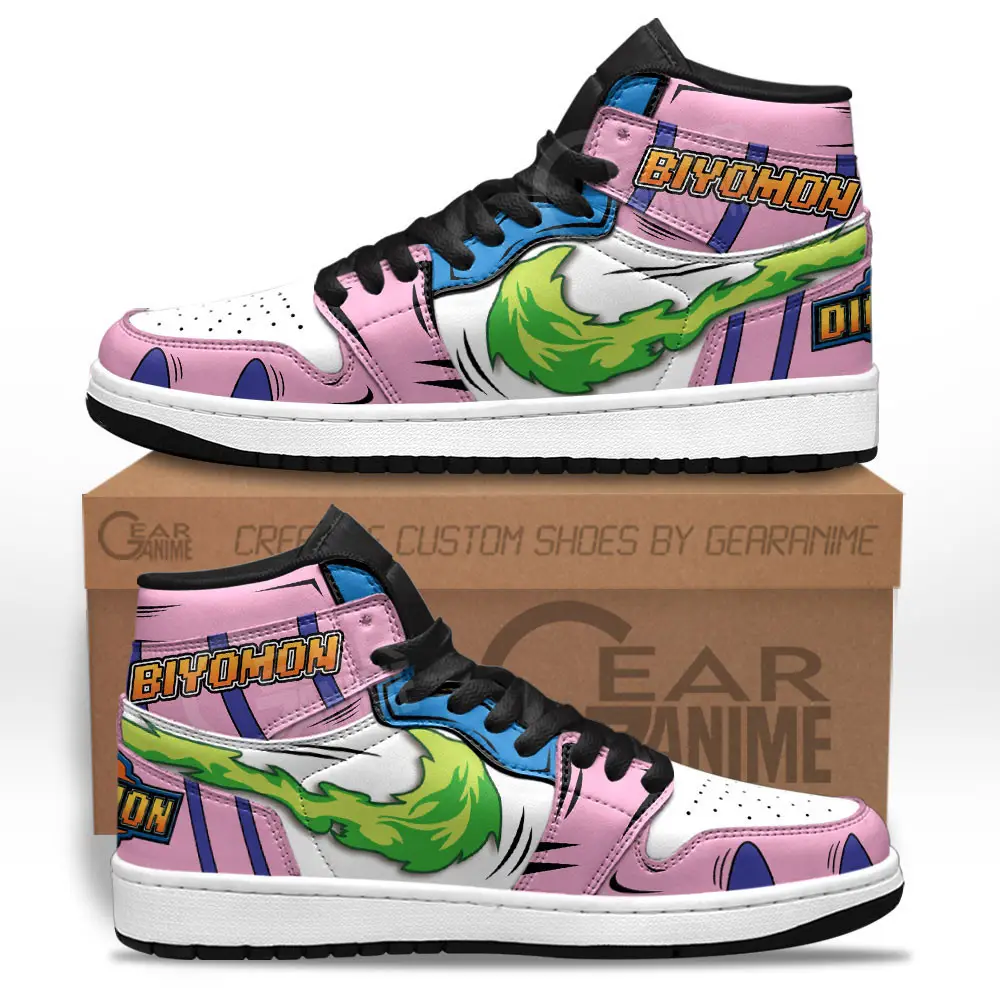 Air JD Hightop Shoes Biyomon Skill JD1s Sneakers Custom Digimon Anime Shoes For Fans