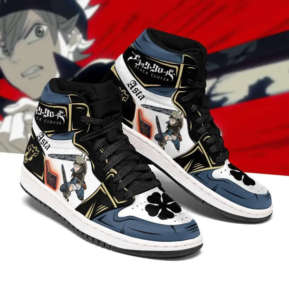 Air JD Hightop Shoes Black Bull Asta Fight JD1s Sneakers Black Clover Anime Shoes