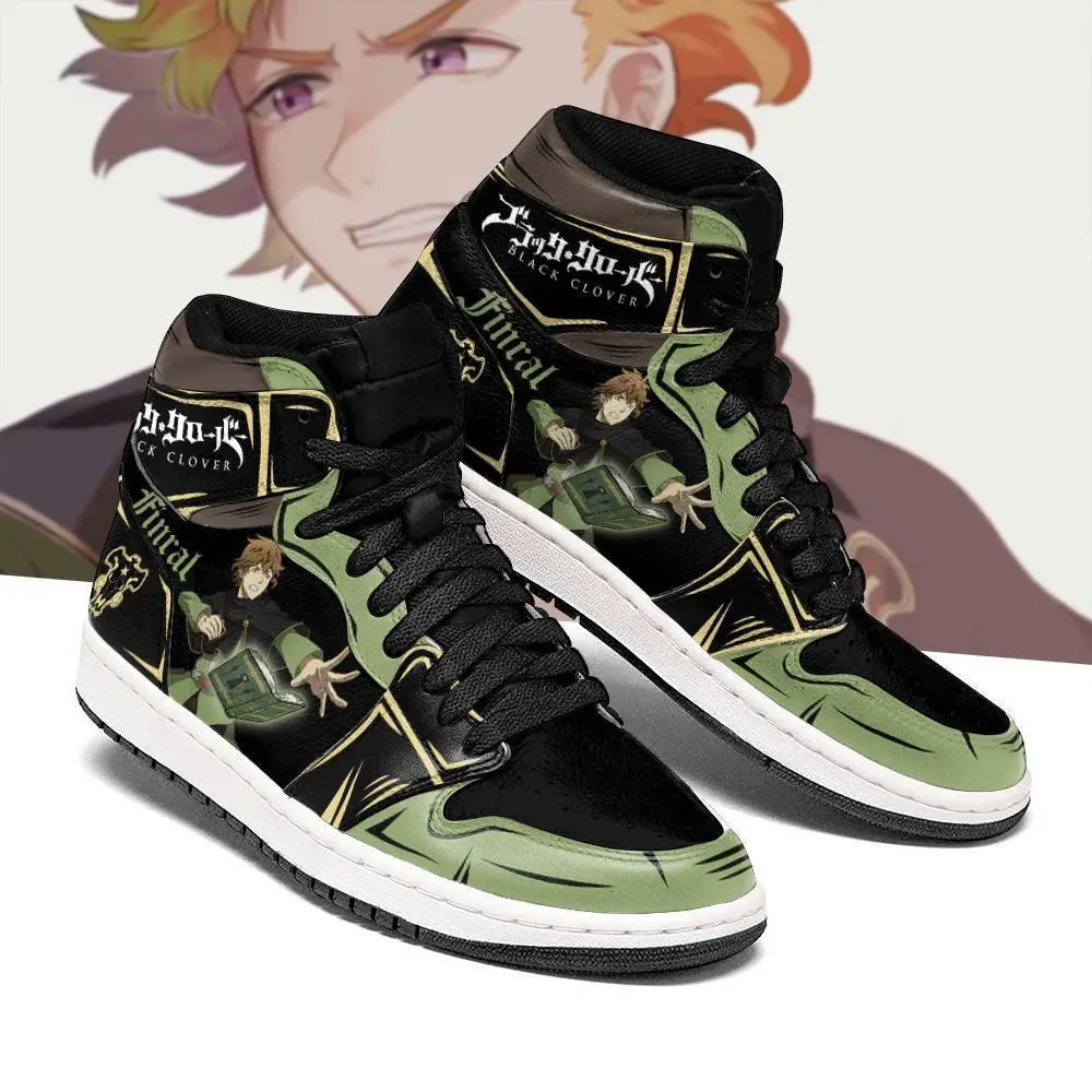 Air JD Hightop Shoes Black Bull Finral JD1s Sneakers Black Clover Anime Shoes