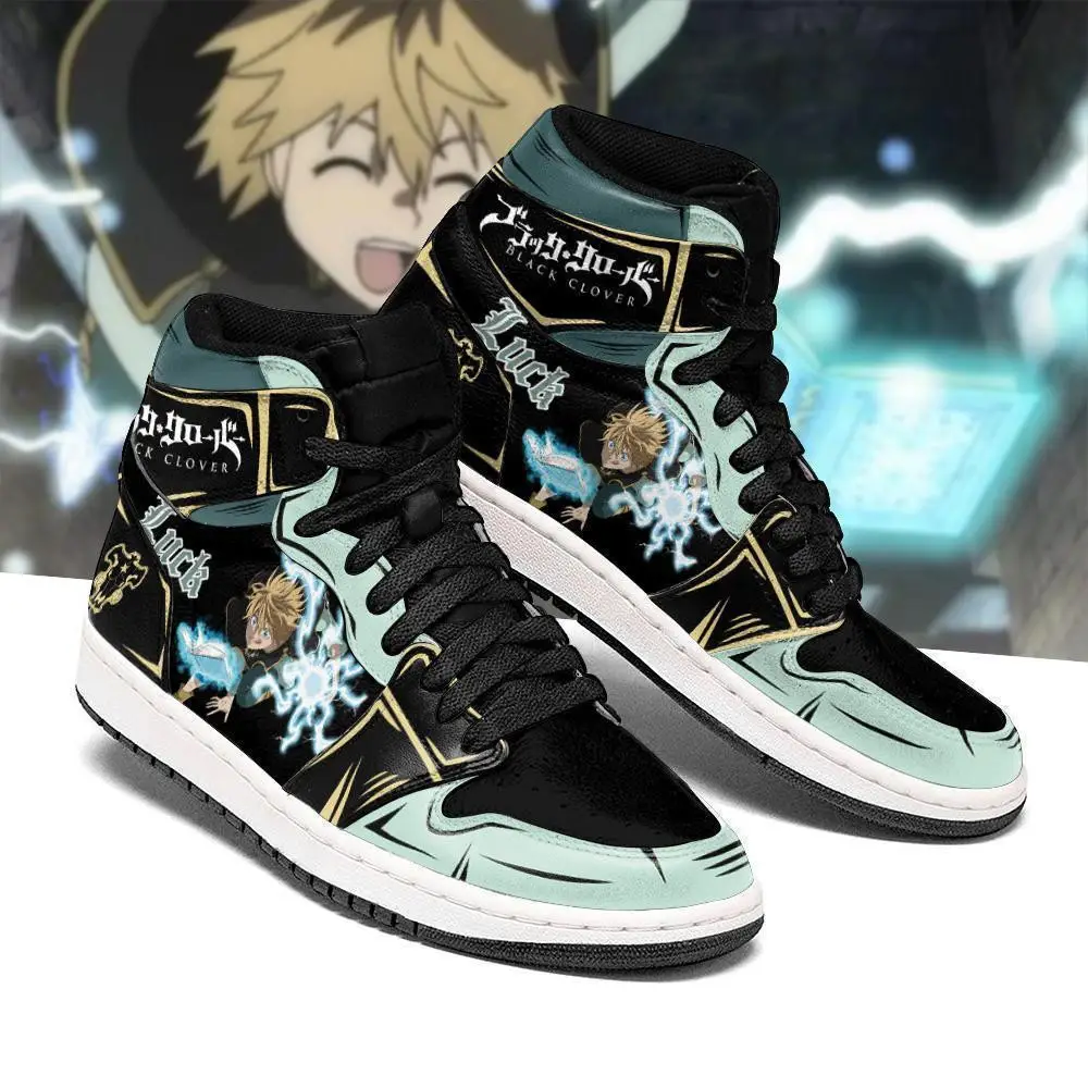 Air JD Hightop Shoes Black Bull Luck Voltia JD1s Sneakers Black Clover Anime Shoes