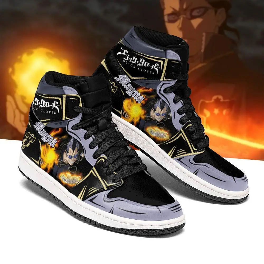 Air JD Hightop Shoes Black Bull Magna JD1s Sneakers Black Clover Anime Shoes