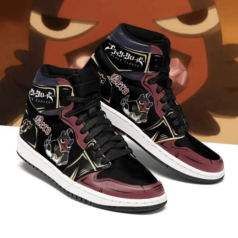 Air JD Hightop Shoes Black Bull Nero JD1s Sneakers Black Clover Anime Shoes