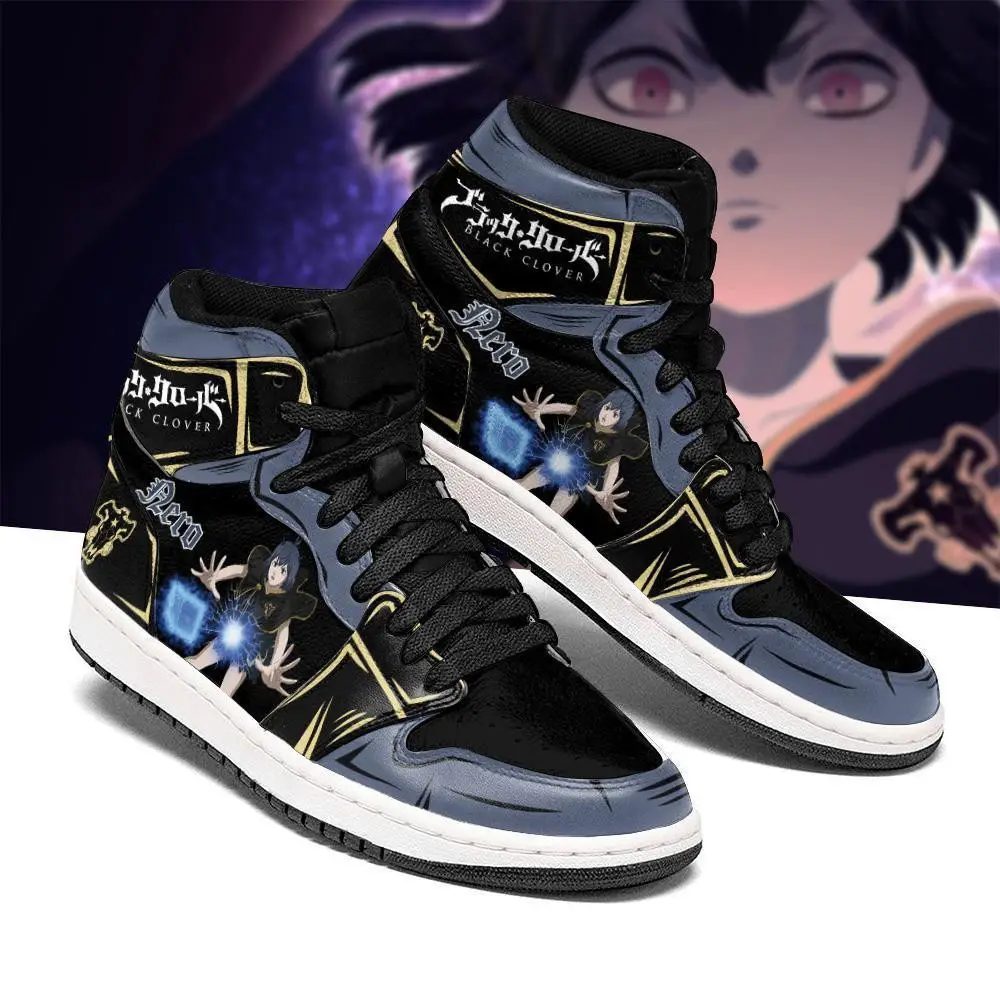 Air JD Hightop Shoes Black Bull Nero Secre Swallowtail JD1s Sneakers Black Clover Anime Shoes