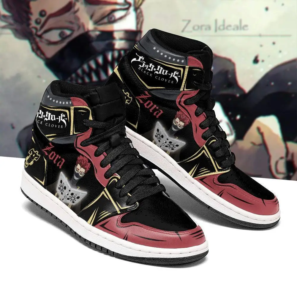 Air JD Hightop Shoes Black Bull Zora Ideale JD1s Sneakers Black Clover Anime Shoes