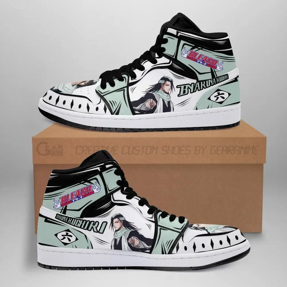 Air JD Hightop Shoes Bleach Byakuya Anime JD1s Sneakers Fan Gift Idea MN05