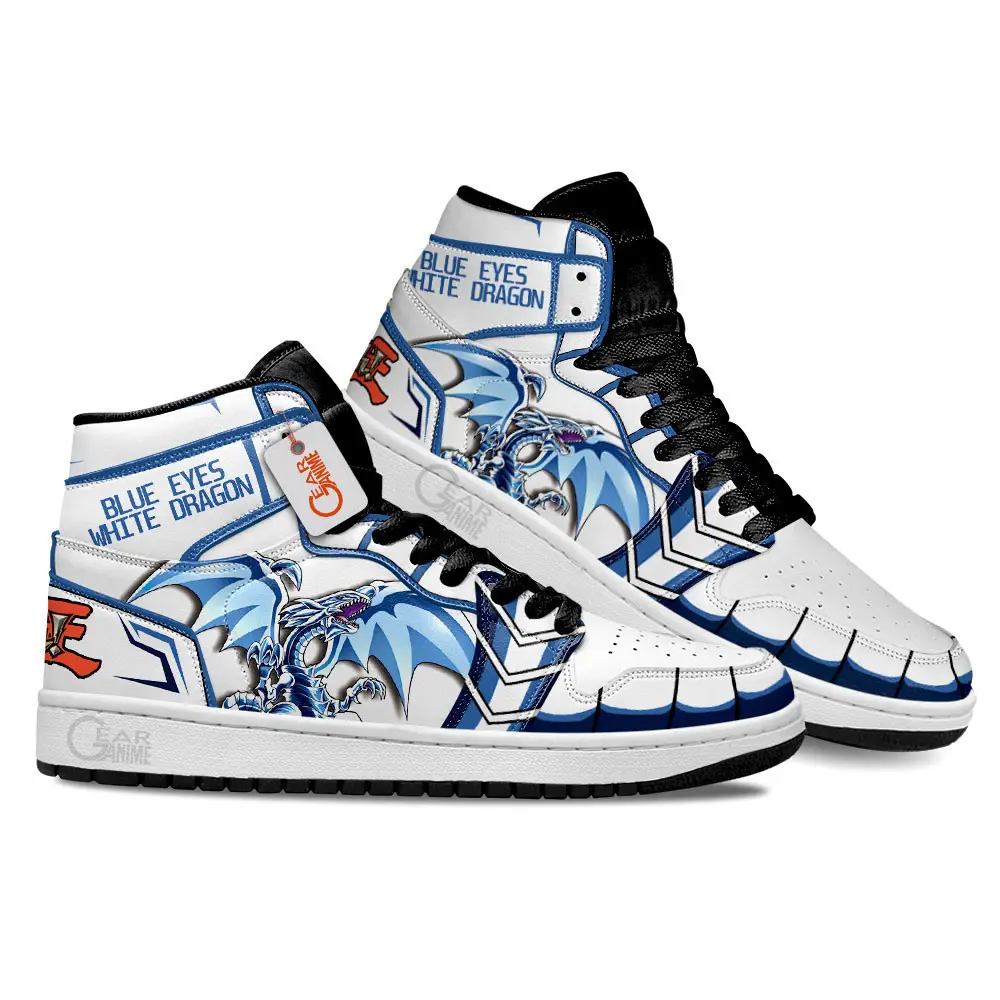 Air JD Hightop Shoes Blue Eyes White Dragon Shoes YGO Anime Custom Sneakers MN2802