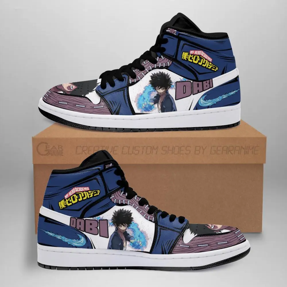 Air JD Hightop Shoes BNHA Dabi JD1s Sneakers Custom Anime My Hero Academia Shoes