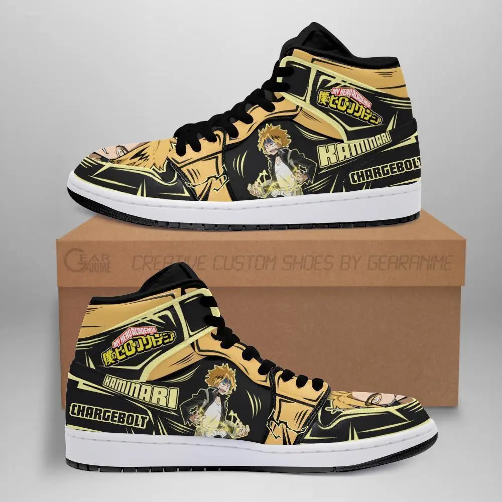 Air JD Hightop Shoes BNHA Denki JD1s Sneakers Chargebolt Custom Anime My Hero Academia Shoes