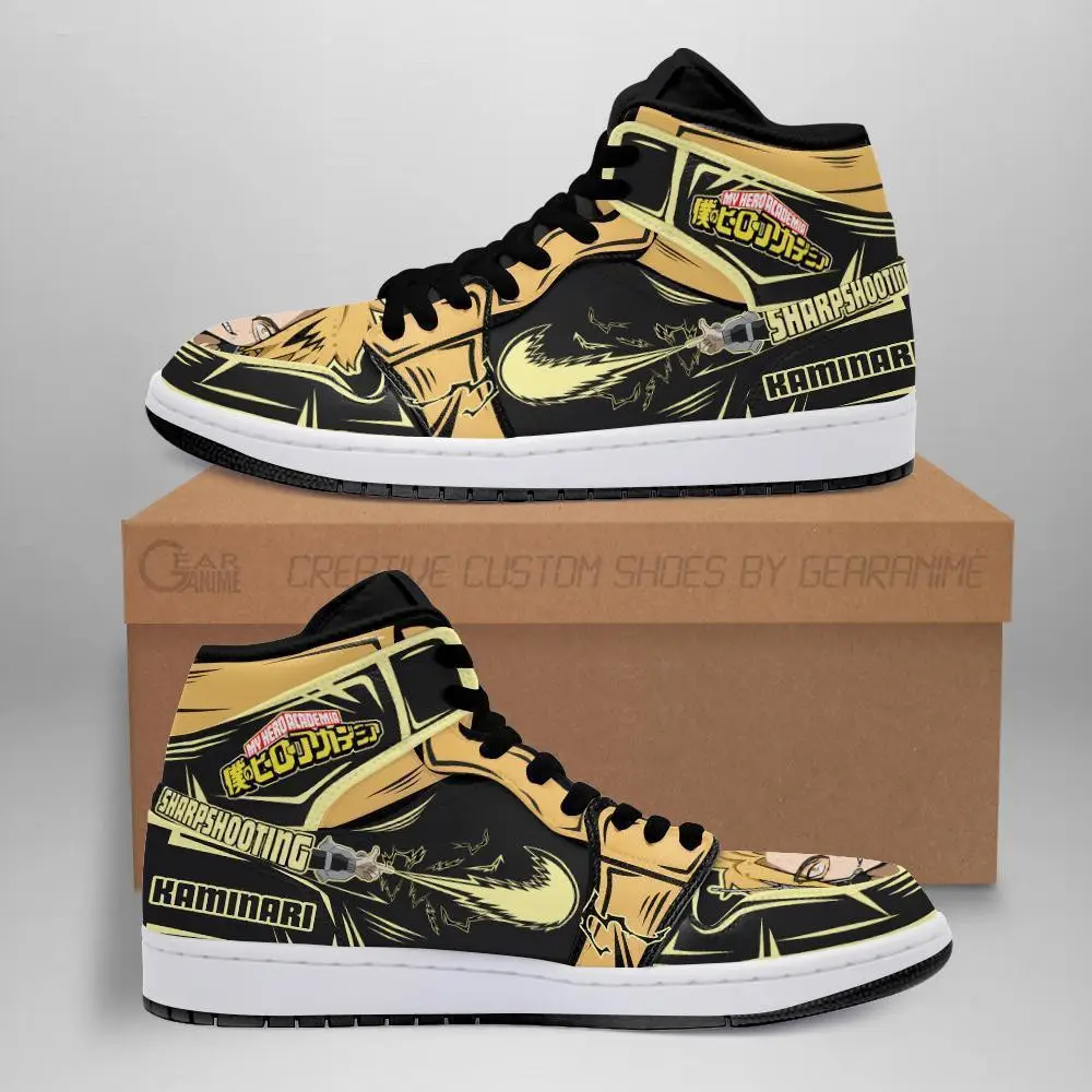 Air JD Hightop Shoes BNHA Denki JD1s Sneakers Custom Anime My Hero Academia Shoes