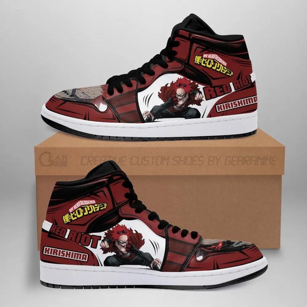 Air JD Hightop Shoes BNHA Eijiro Red Riot JD1s Sneakers Custom Anime My Hero Academia Shoes