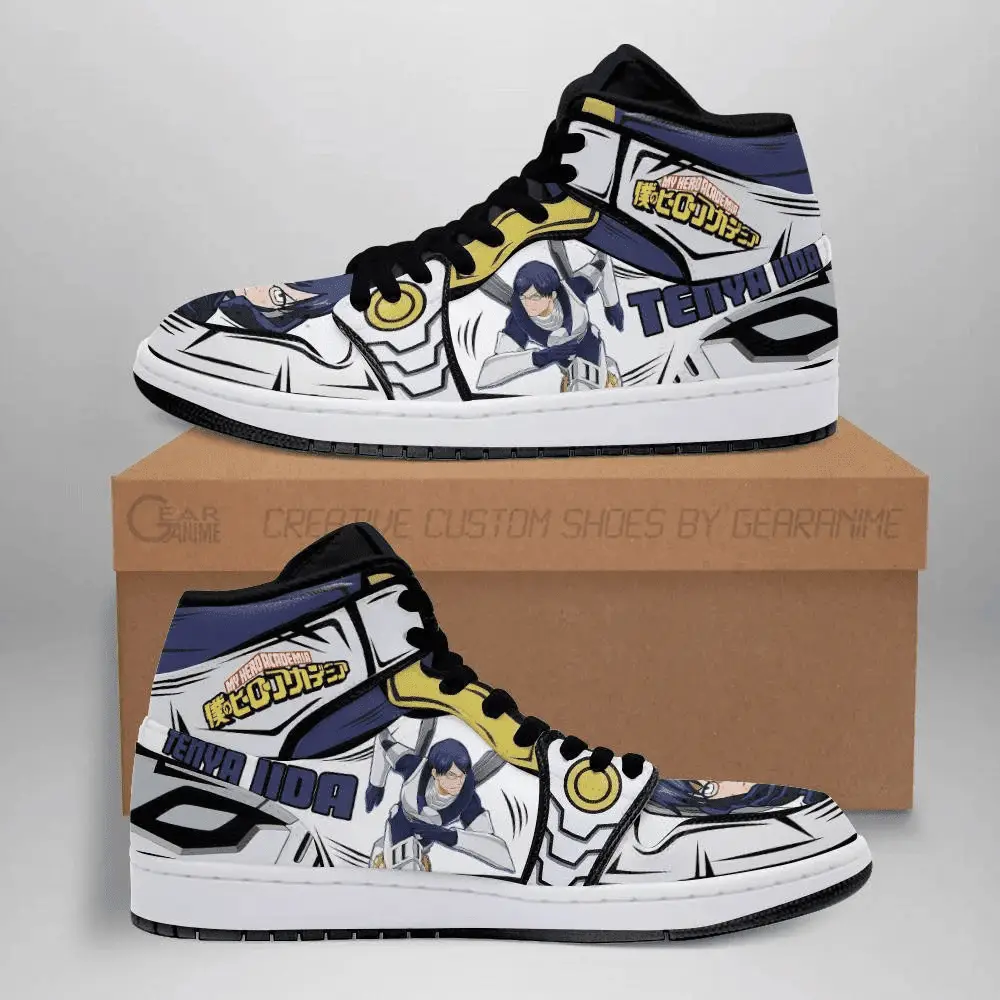 Air JD Hightop Shoes BNHA Tenya Ingenium JD1s Sneakers Custom Anime My Hero Academia Shoes
