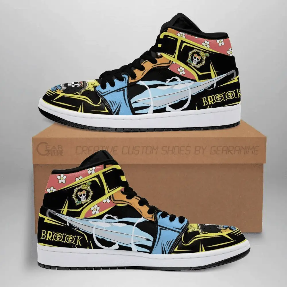 Air JD Hightop Shoes Brook Sword JD1s Sneakers Custom Anime One Piece Shoes