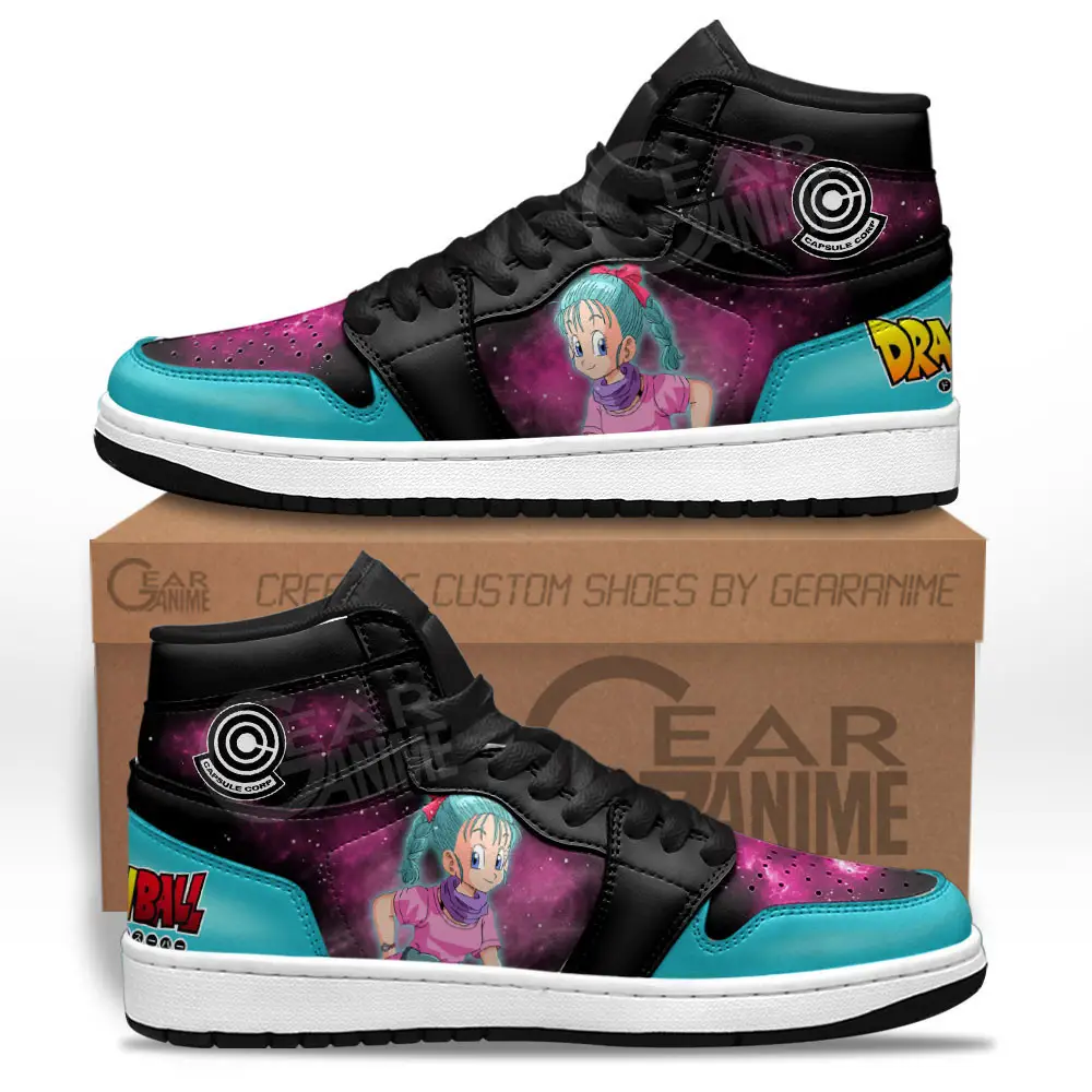 Air JD Hightop Shoes Bulma JD1s Sneakers Custom Dragon Ball Anime Shoes Mix Galaxy