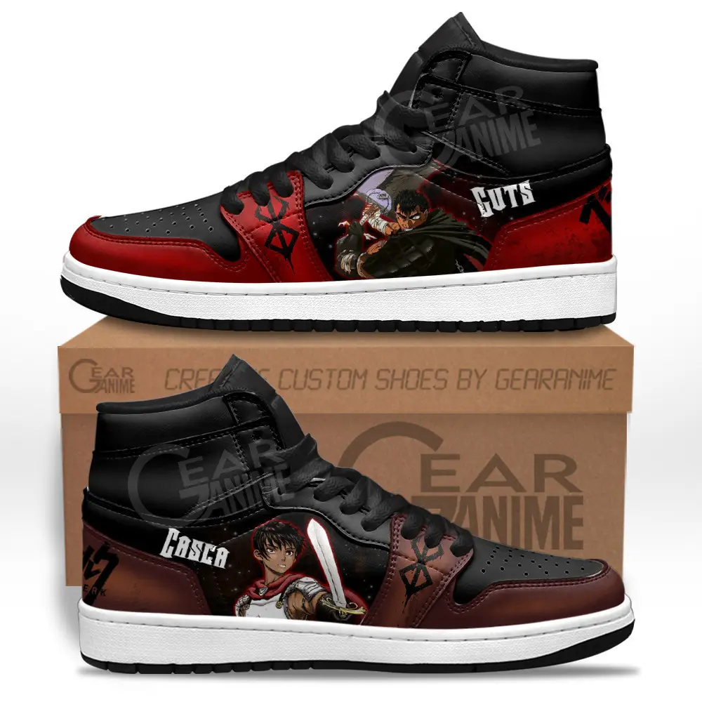 Air JD Hightop Shoes Casca and Guts JD1s Sneakers Berserk Custom Anime Shoes For Fans