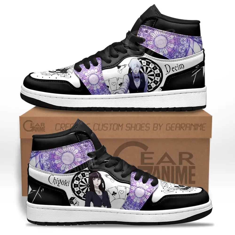Air JD Hightop Shoes Chiyuki and Decim JD1s Sneakers Death Parade Custom Anime Shoes