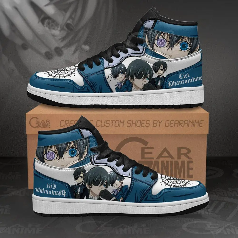 Air JD Hightop Shoes Ciel Phantomhive JD1s Sneakers Custom Anime Black Butler Shoes