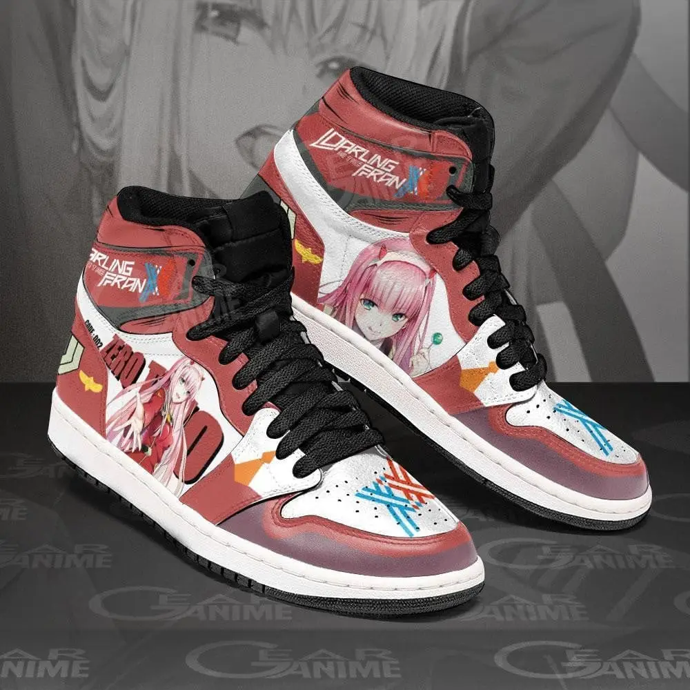 Air JD Hightop Shoes Code 002 Zero Two JD1s Sneakers Custom Darling In The Franxx Anime Shoes