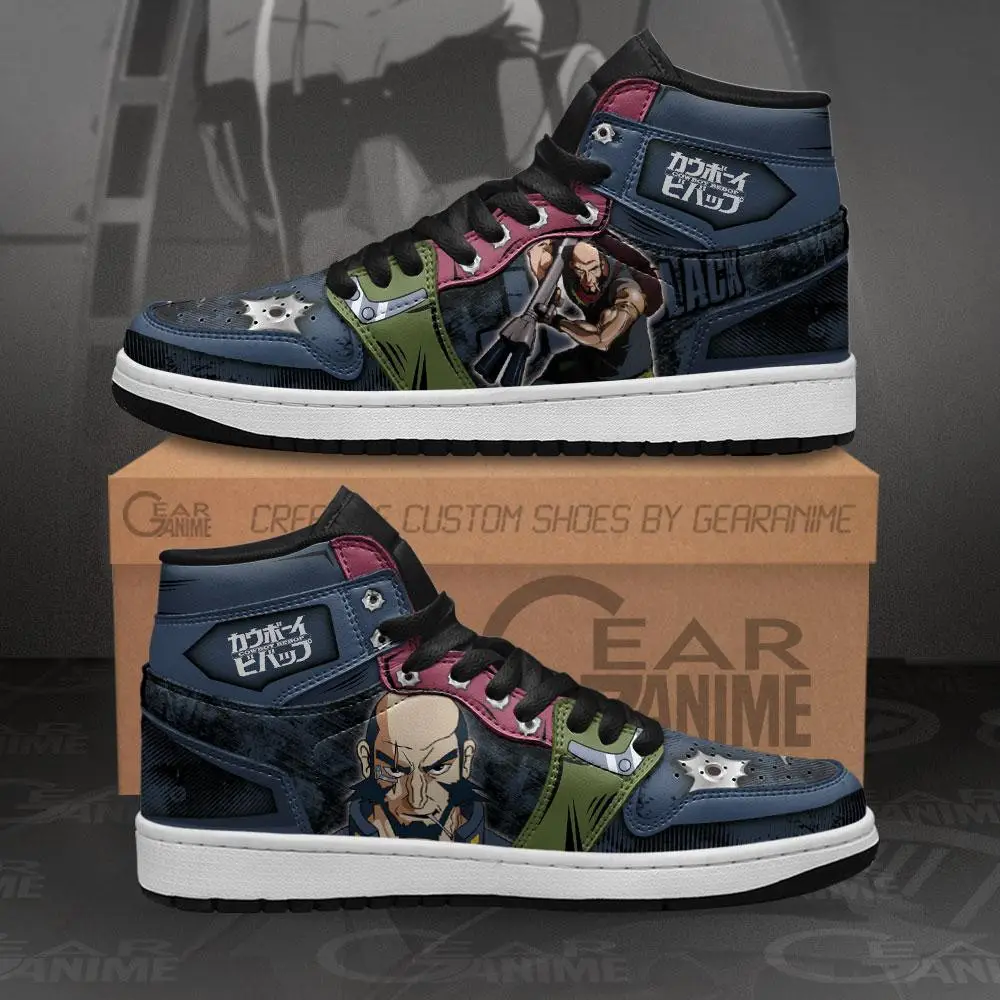 Air JD Hightop Shoes Cowboy Beebop Jet Black JD1s Sneakers Custom Anime Shoes