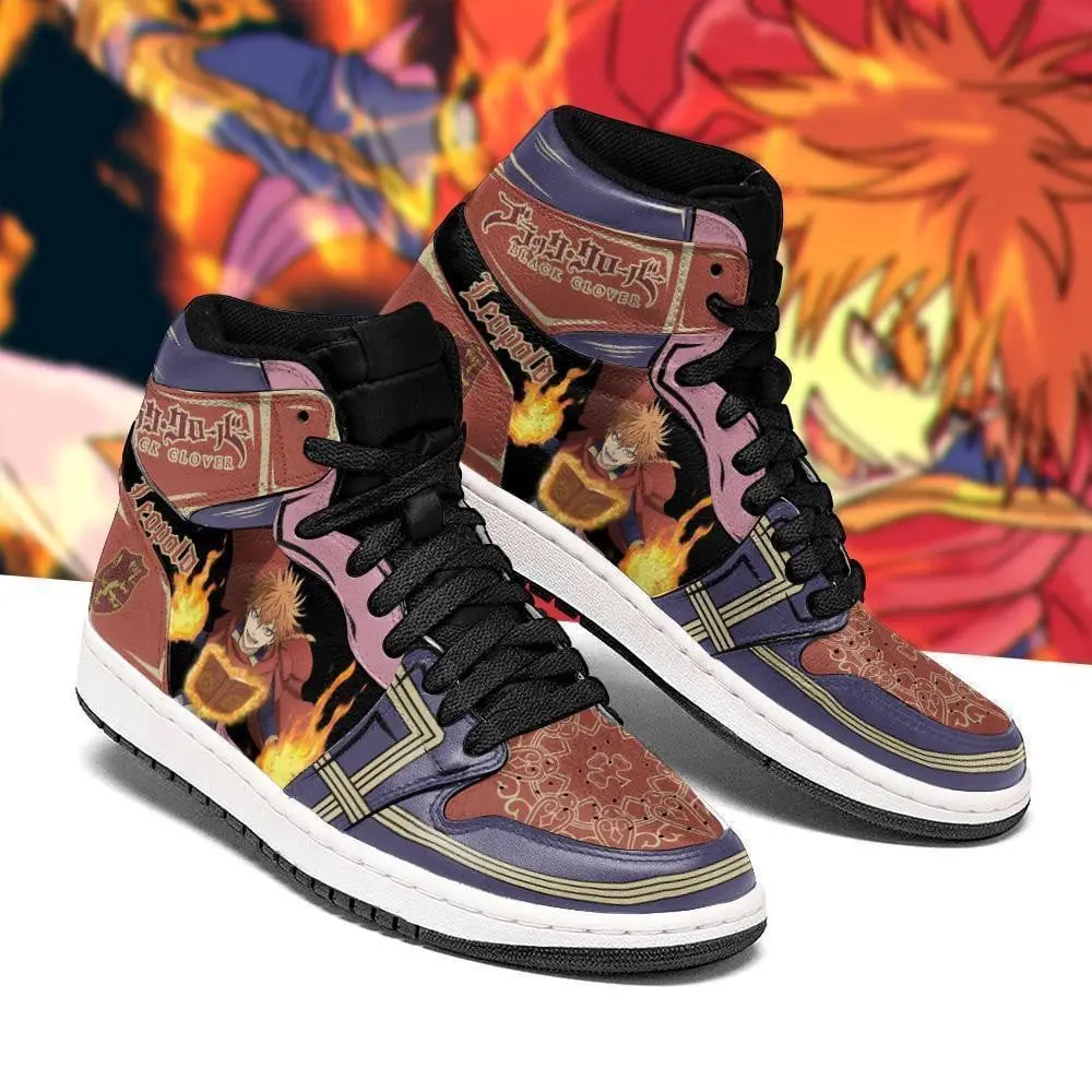 Air JD Hightop Shoes Crimson Lion Leopold Vermillion JD1s Sneakers Black Clover Anime Shoes