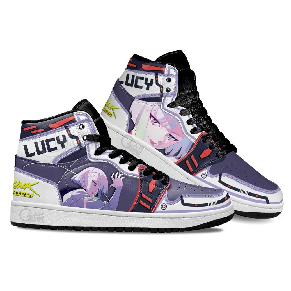 Air JD Hightop Shoes Cyberpunk Edgerunners Lucy Shoes Custom For Anime Fans