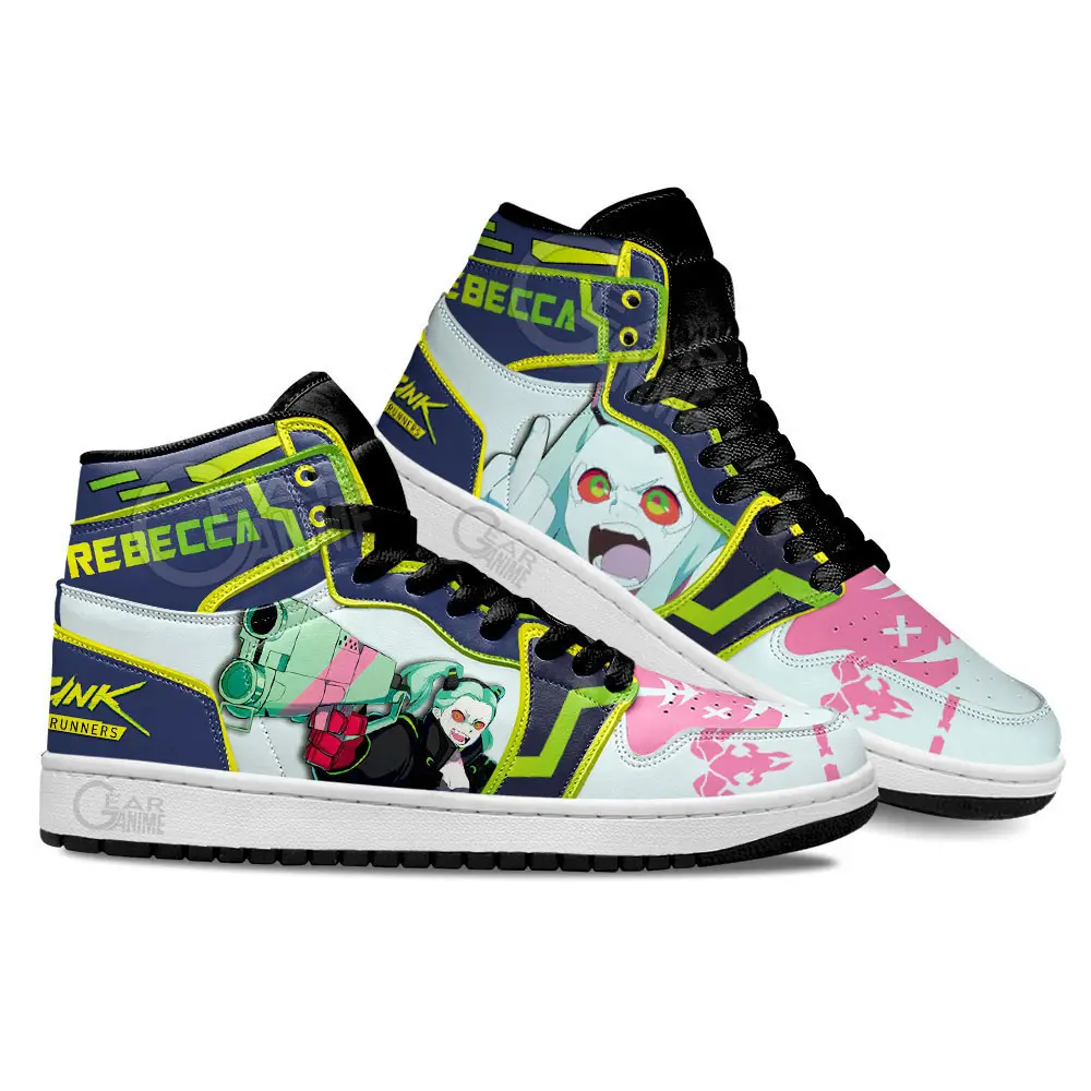 Air JD Hightop Shoes Cyberpunk Edgerunners Rebecca Shoes Custom For Anime Fans