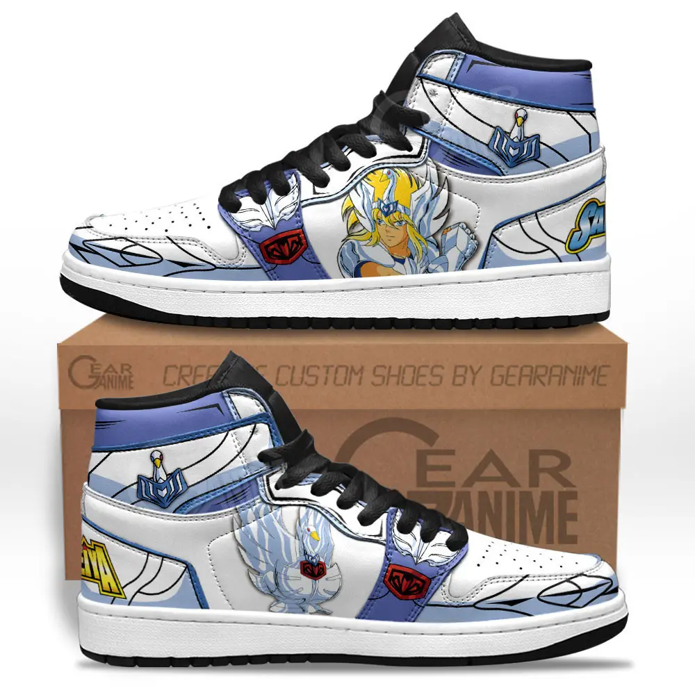 Air JD Hightop Shoes Cygnus Hyoga JD1s Sneakers Saint Seiya Custom Anime Shoes