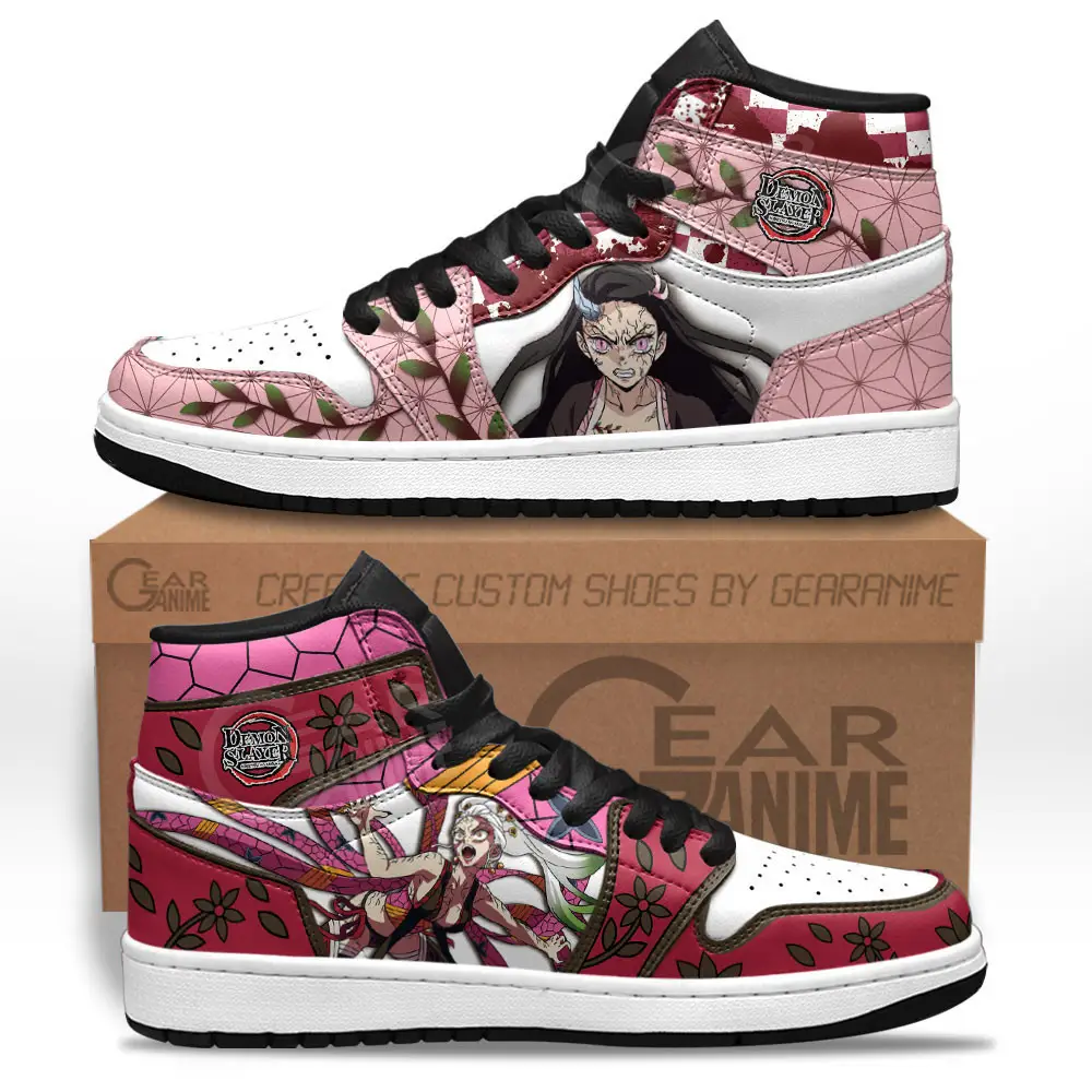 Air JD Hightop Shoes Daki and Nezuko JD1s Sneakers Custom Demon Slayer Anime Shoes