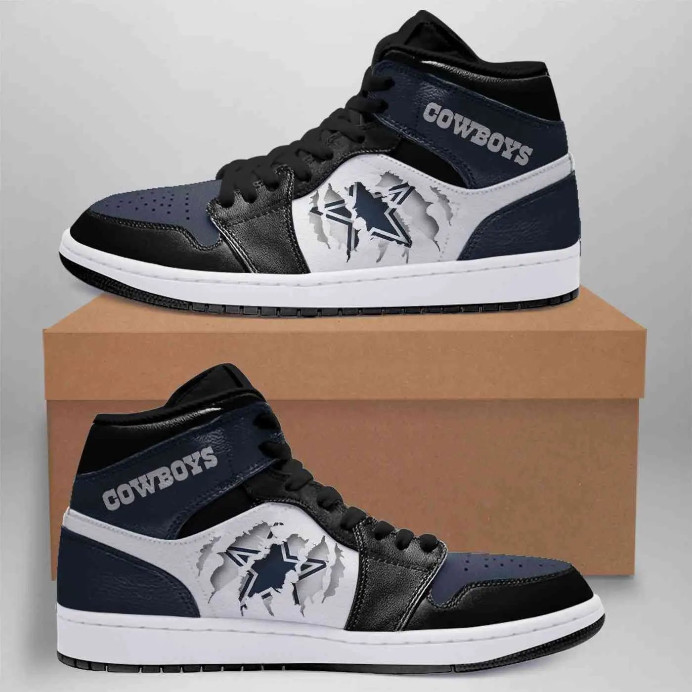 Air JD Hightop Shoes Dallas Cowboys Team Custom Shoes Sneakers JD Sneakers