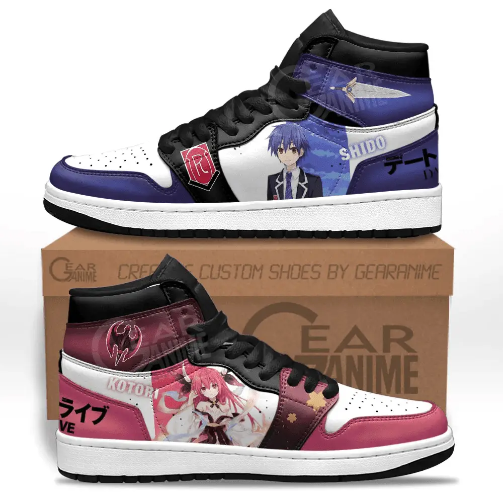 Air JD Hightop Shoes Date A Live Kotori and Shido JD1s Sneakers Custom Anime Shoes