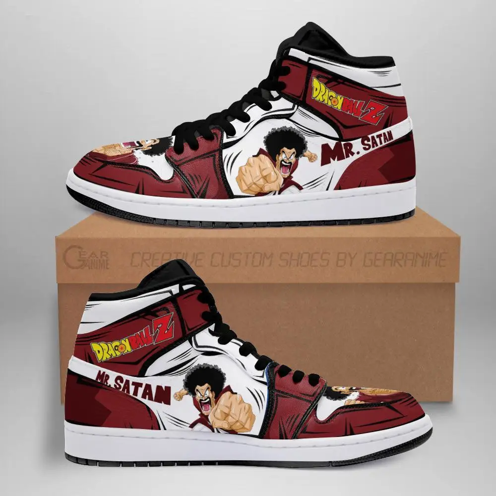 Air JD Hightop Shoes DBZ Mr. Satan JD1s Sneakers Custom Anime Dragon Ball Shoes