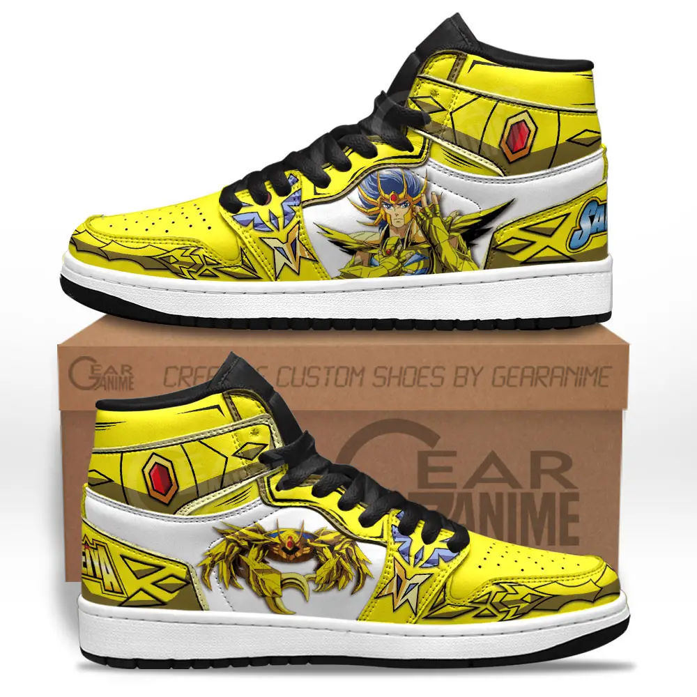 Air JD Hightop Shoes Deathmask JD1s Sneakers Saint Seiya Custom Anime Shoes