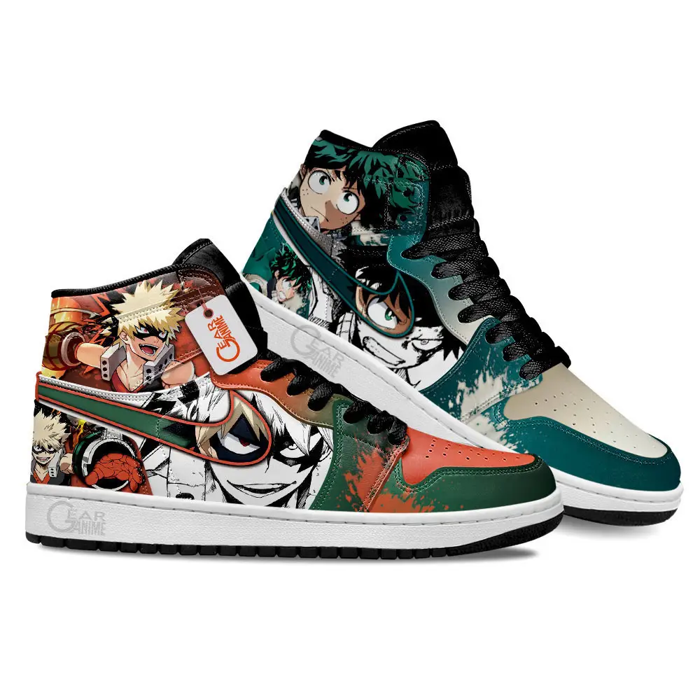 Air JD Hightop Shoes Deku and Katsuki Bakugo Shoes MHA Anime Custom Sneakers MN2102