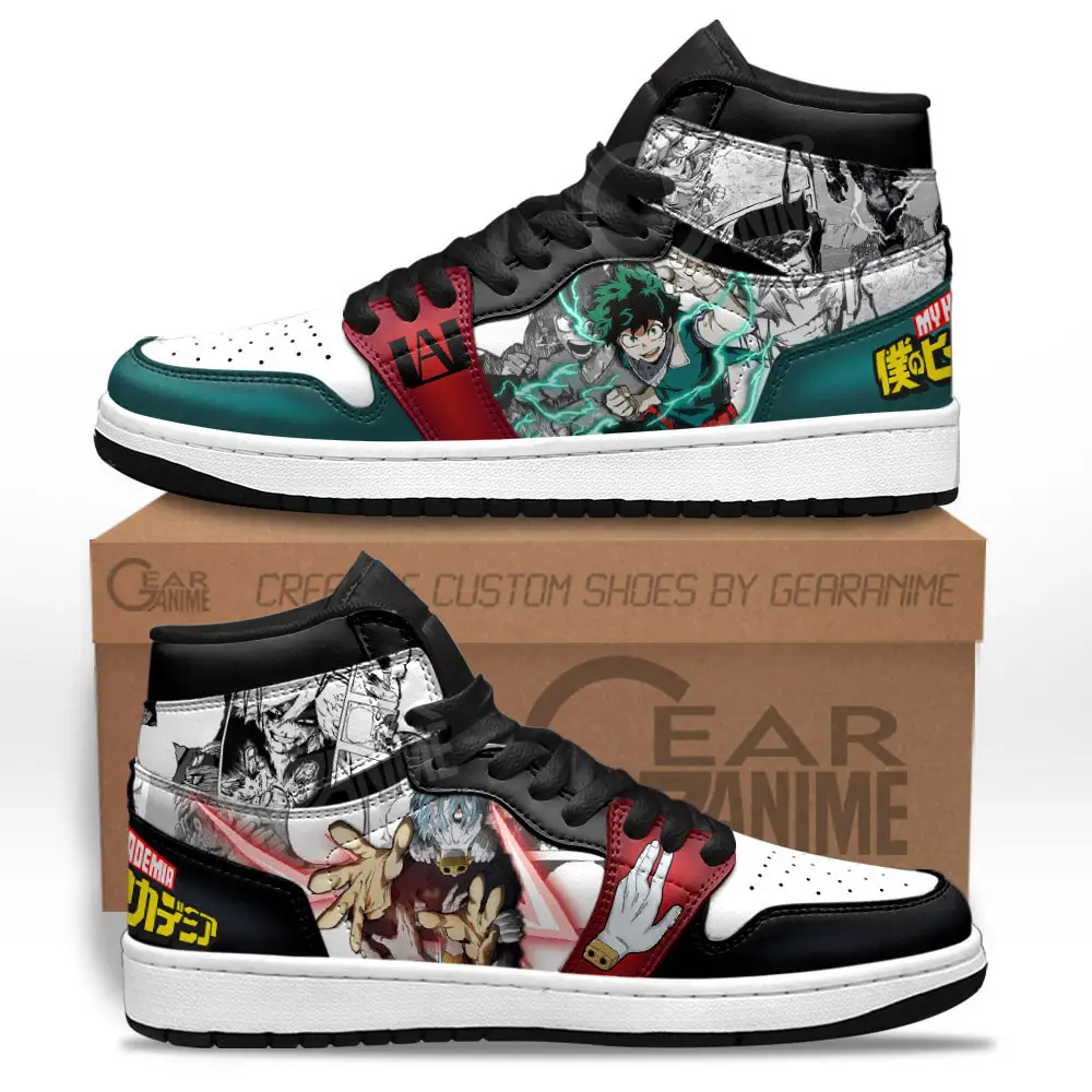 Air JD Hightop Shoes Deku and Tomura JD1s Sneakers Custom BNHA Manga Mixed Anime Air JD Hightop Shoes Deku and Tomura JD1s Sneakers Custom BNHA Manga Mixed Anime - Image 1