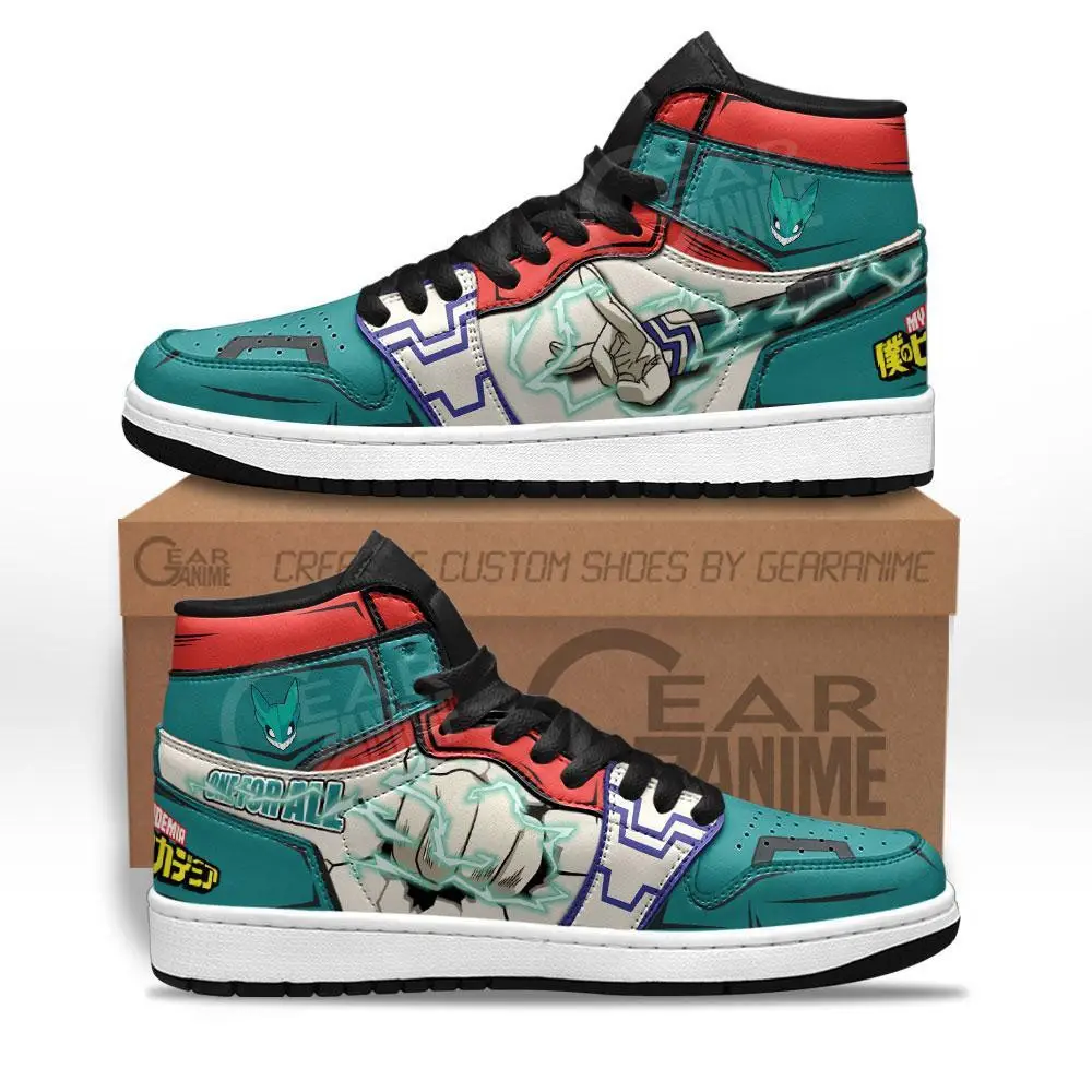 Air JD Hightop Shoes Deku Delaware Smash JD1s Sneakers Custom Anime My Hero Academia Shoes