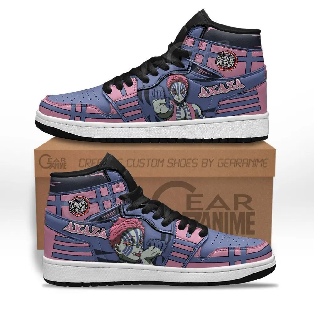 Air JD Hightop Shoes Demon Akaza JD1s Sneakers Custom Anime Demon Slayer Shoes