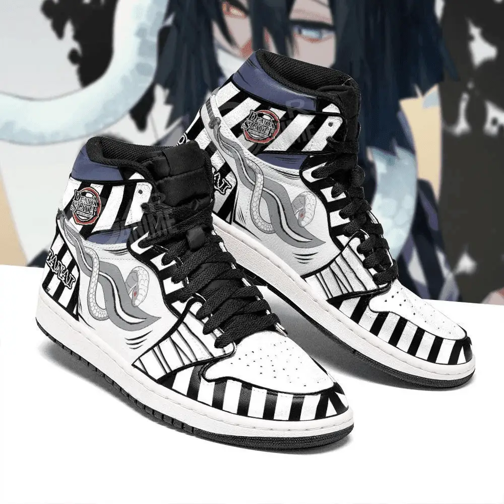 Air JD Hightop Shoes Demon Slayer Obanai Iguro JD1s Sneakers Nichirin Blade Snake Custom Anime Shoes