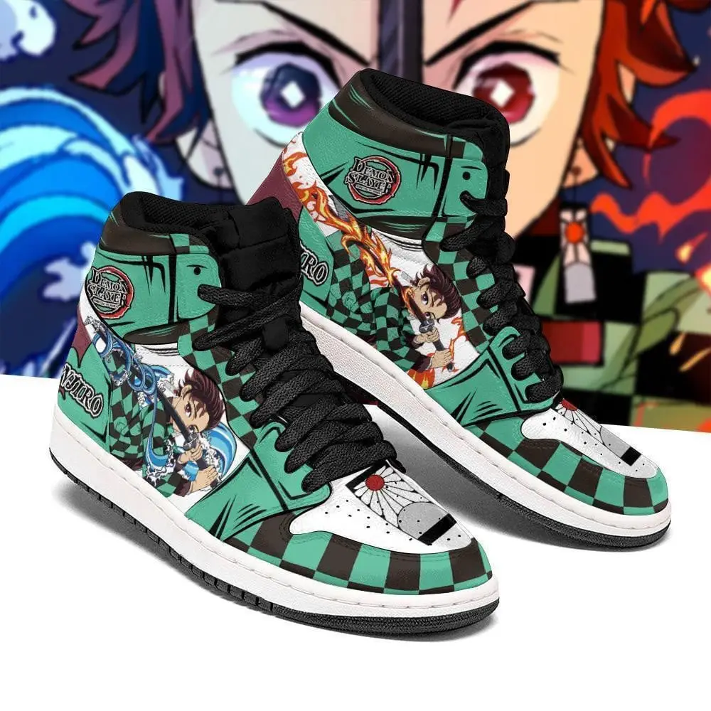 Air JD Hightop Shoes Demon Slayer Tanjiro Water and Sun Breathing Custom Anime Shoes