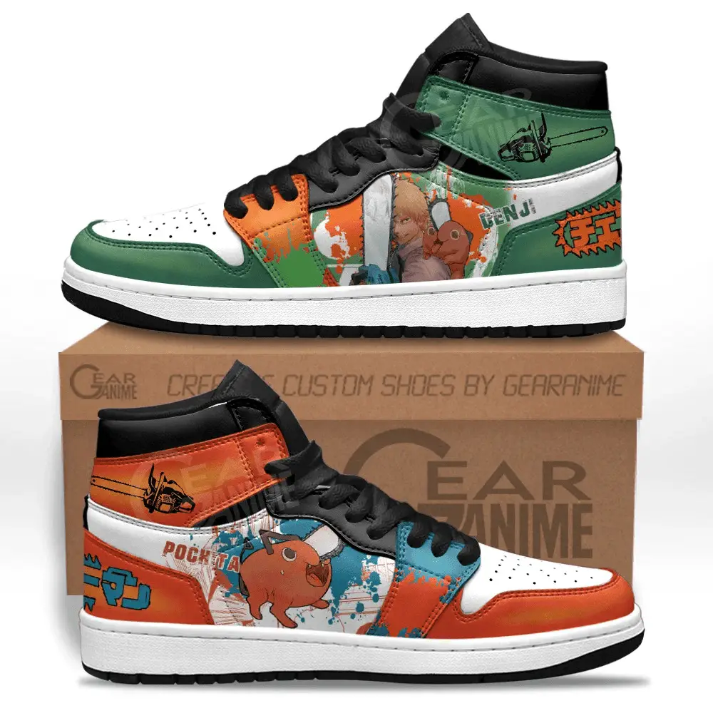 Air JD Hightop Shoes Denji and Pochita JD1s Sneakers Chainsaw Man Custom Anime Shoes