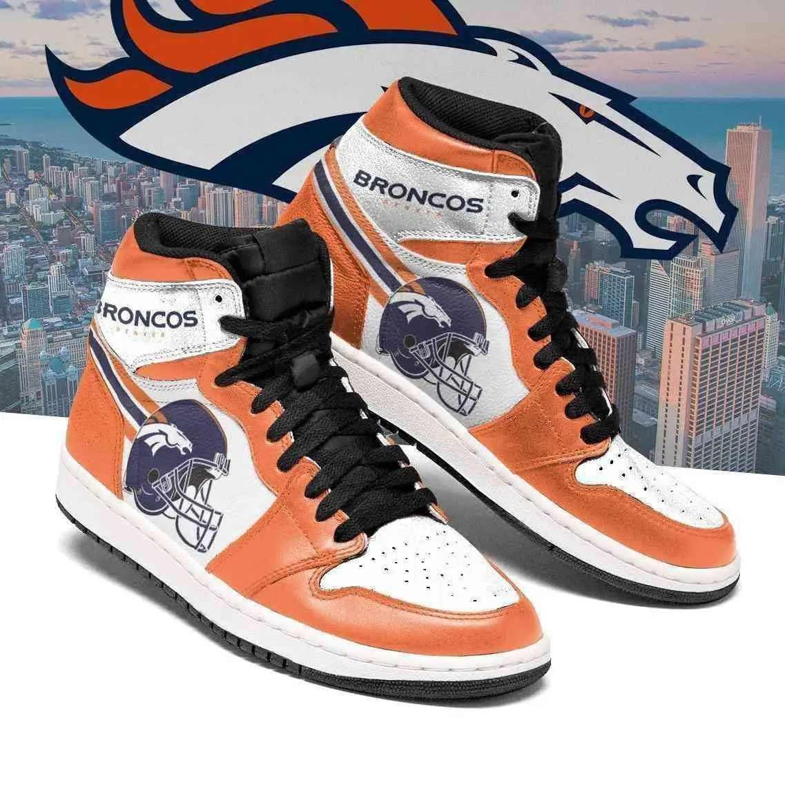 Air JD Hightop Shoes Denver Broncos Team Custom Shoes Sneakers Air JD Hightop Shoes Denver Broncos Team Custom Shoes Sneakers - Image 1