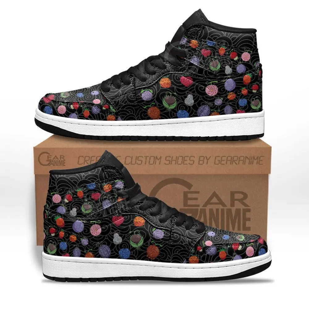 Air JD Hightop Shoes Devil Fruits JD1s Sneakers Custom Anime One Piece Shoes