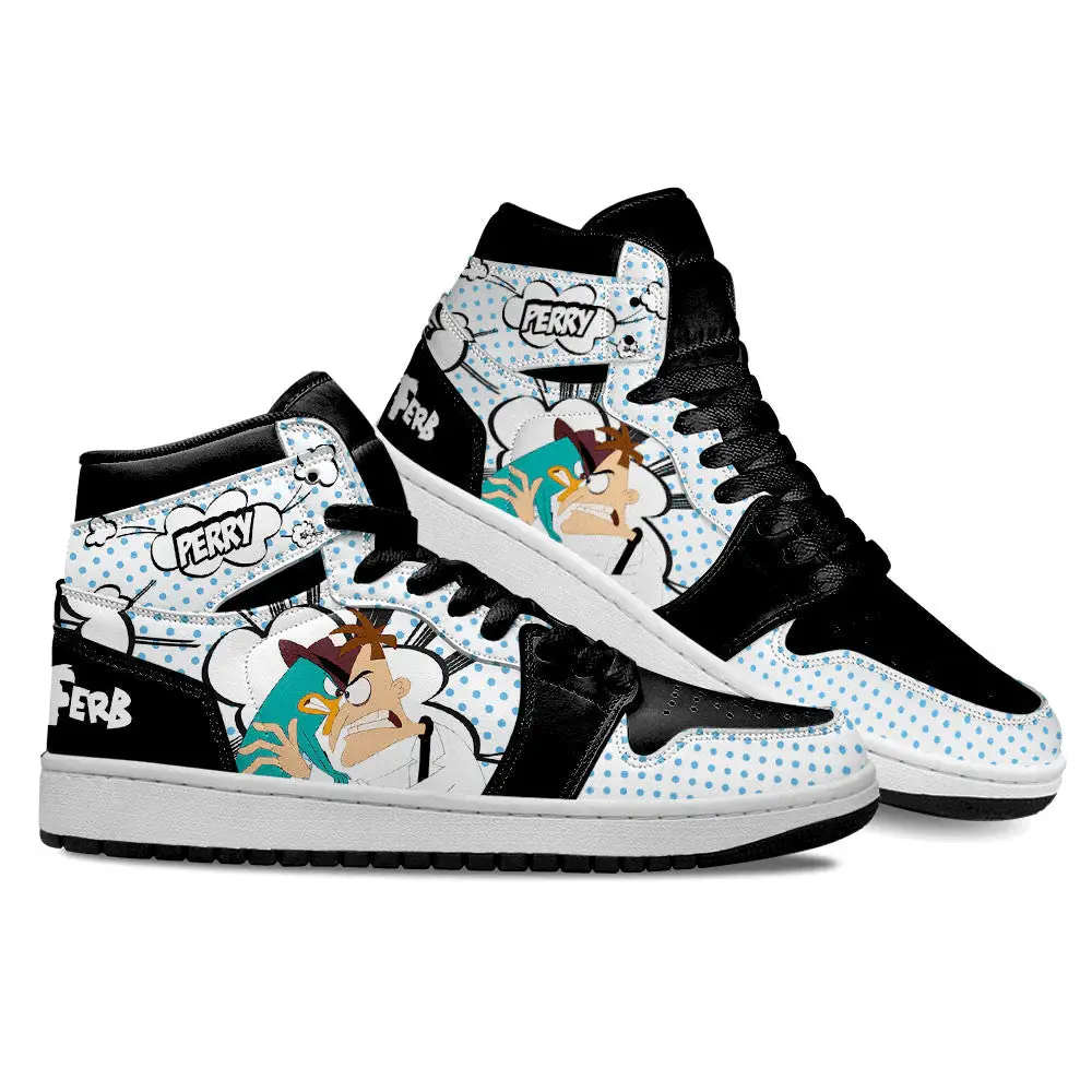 Air JD Hightop Shoes Dr. Heinz Doofenshmirt and Perry AJ1 Sneakers Custom Phineas and Ferb Shoes