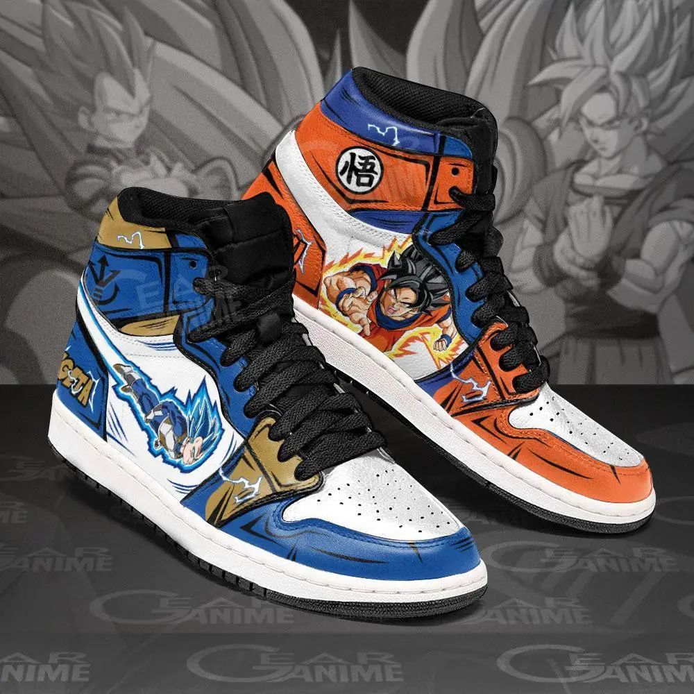 Air JD Hightop Shoes Dragon Ball JD1s Sneakers Custom Goku Vs Vegeta