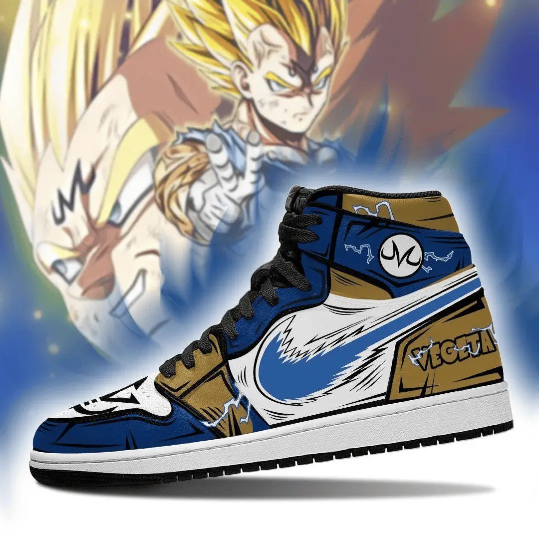 Air JD Hightop Shoes Dragon Ball Z Vegeta Anime JD1s Sneakers Custom For Fans
