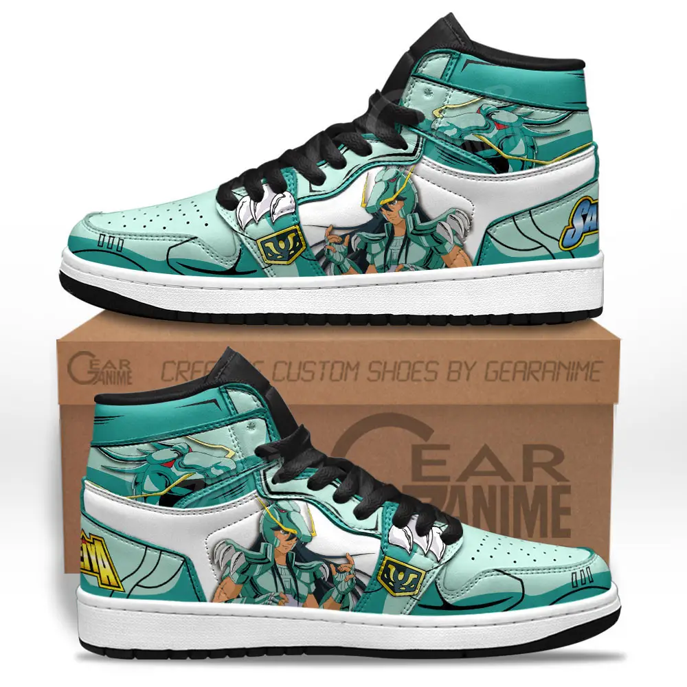 Air JD Hightop Shoes Dragon Shiryu JD1s Sneakers Saint Seiya Custom Anime Shoes