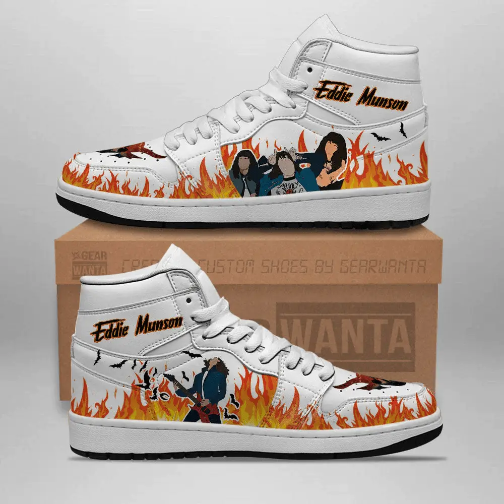 Air JD Hightop Shoes Eddie Munson Rock Show J1 Shoes Custom Stranger Things Sneakers